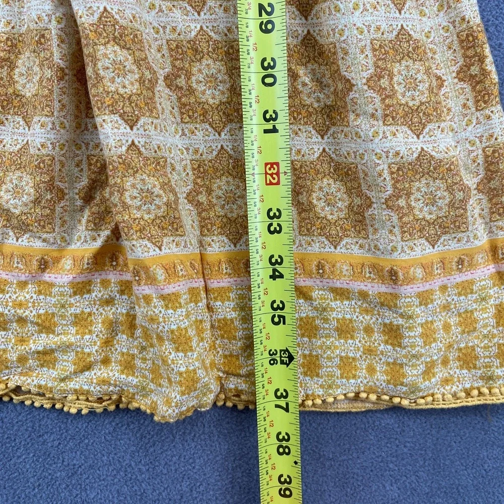 Zara A Line Dress Girls 13/14 Yellow Floral Boho Lace Trim Casual Long Sleeve